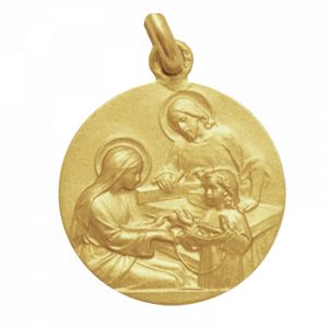 M&eacute;daille de Bapt&ecirc;me M&eacute;daille de bapt&ecirc;me Sainte Famille &agrave; l'atelier - En Or - Laudate