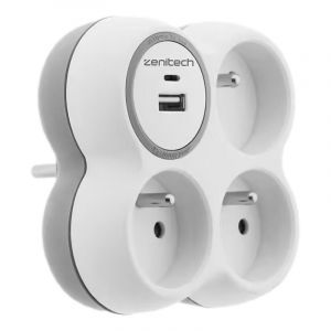 Prise triplite 16a chargeurs usb a+c Elexity 190734