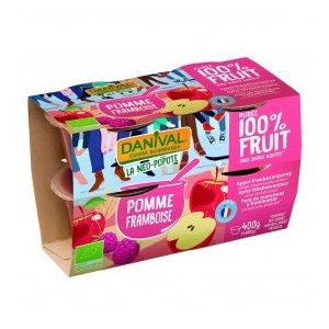 Purée 100% fruits pomme-framboise 4x100g bio