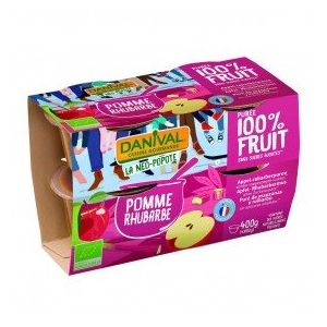 Purée 100% fruits pomme-rhubarbe 4x100g bio