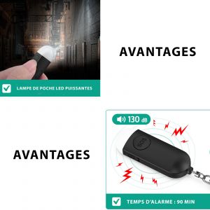 Porte-cl&eacute; alarme d&rsquo;auto d&eacute;fense - Livraison offerte