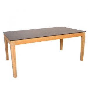 Table de jardin Teck naturel/HPL - Navy - L.170 x l.90 x H.75 cm - 6 personnes