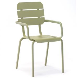 Fauteuil de jardin empilable aluminium - Alicante L.55 x l.50 x H.85 cm 126 - Couleur Vert Jonc