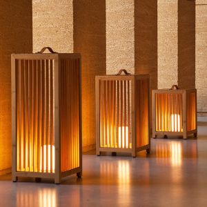 Lanterne Traits rechargeable Bambou - Uzea 118 - Dimension Eclairage décoratif extérieur XL