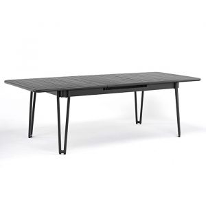 Table de jardin extensible aluminium - Ambroise - L.183/242 x l.100 x H.76 cm - Gris anthracite - 8/10 personnes
