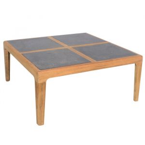 Table basse de jardin Teck naturel/HPL - Aquariva - L.73,5 x l.73,5 x H.32 cm