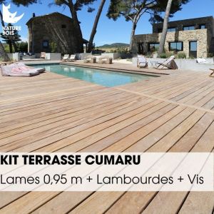 Kit terrasse complet - CUMARU - Ep.21 mm x l.145 mm - L.0,95 m - &Agrave; partir de 10 m&sup2; Surface 10 m&sup2;