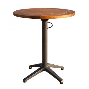 Table bistro ronde Aluminium - Typon - L.68 x l.68 x H.74 cm - Anthracite/Teck - 2 personnes