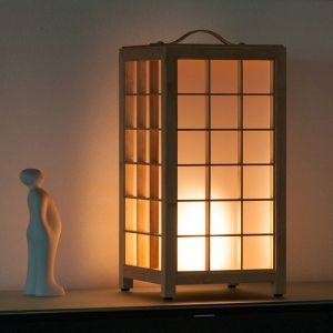 Lanterne Carres rechargeable Bambou - Uzea - L.24,6 x l.24,6 x H.46,5 cm