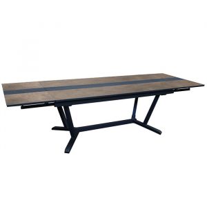 Table de jardin extensible aluminium plateau HPL - Galleo - L.150/200/250 x l.90 cm - 6/10 personnes 126 - Couleur Graphite / Cave