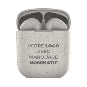 &Eacute;couteurs sans fil &eacute;co-con&ccedil;us AKASHI Strawy - Casques et &eacute;couteurs publicitaires