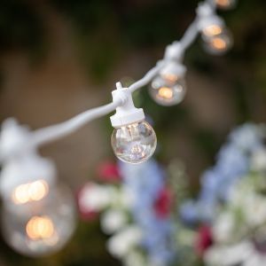 Guirlande Guinguette Pro Connect IP67 de 145m 290 LED Blanc Chaud C&acirc;ble Blanc Raccordable Ampoules Transparentes