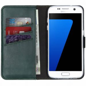 Selencia Étui portefeuille en cuir véritable Samsung Galaxy S7 - Vert