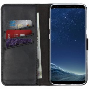 Selencia Étui portefeuille en cuir véritable Samsung Galaxy S8 - Noir