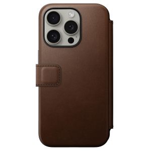 Nomad &Eacute;tui de t&eacute;lephone portefeuille Modern Leather Folio Apple iPhone 15 Pro - Marron
