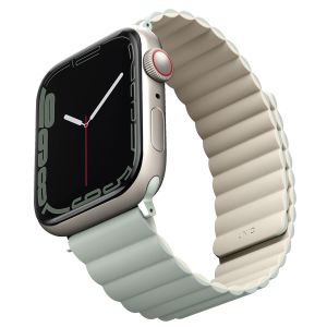 Uniq Bracelet Revix réversible Apple Watch Series 1 t/m 9 / SE (38/40/41 mm) | Series 10 / 11 (42 mm) - Sage / Beige