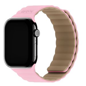 Holdit Bracelet en silicone magn&eacute;tique Apple Watch Series 1 - 11 / SE / Ultra (44/45/46/49 mm) - Pink / Beige