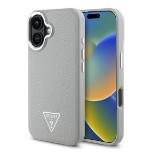 Guess Coque Grained Triangle MagSafe Apple iPhone 16 - Beige
