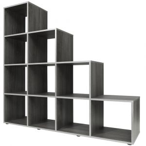 &Eacute;tag&ecirc;re escalier 10 cases (Type 20) Design moderne - ch&ecirc;ne argent&eacute;