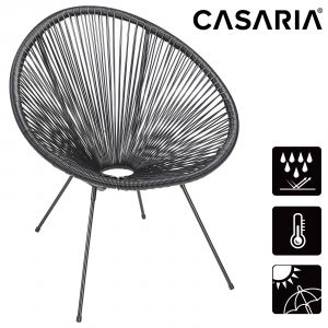 Chaise de salon noir  "Acapulco"" acier laqu&eacute; int&eacute;rieur et ext&eacute;rieur design r&eacute;tro"