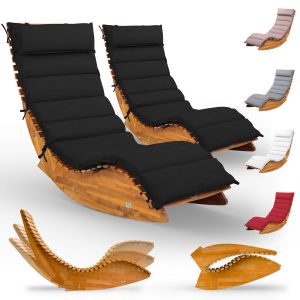 Chaise longue de sauna Java (lot de 2) Acacia certifié FSC® avec revêtement Anthracite