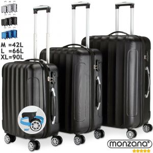 Valise rigide Bleu Taille L - Bagage cadenas Malle voyage vacances Transport