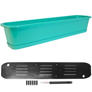 Bac &agrave;&nbsp; fleur Turquoise -  80x18x14,5 cm - Bac R&eacute;servoir Indicateur niveau Jardin