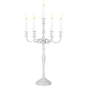 Chandelier blanc 60cm 5 branches bougeoir transformable