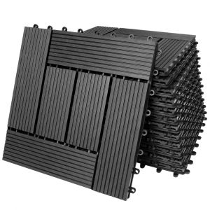 Dalle de terrasse en bois composite WPC Mosa&iuml;que Anthracite 30x30 cm Jardin