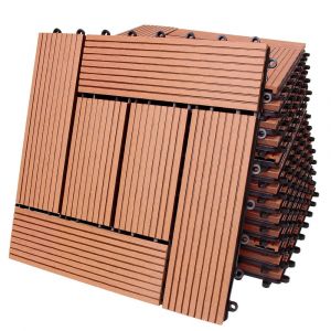 Dalle de terrasse en bois composite WPC Mosa&iuml;que Terre cuite 30x30 cm Jardin