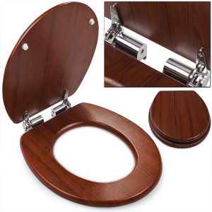 Abattant de toilette WC imitation bois avec frein de chute