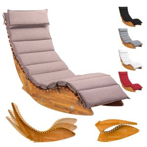 Chaise longue pour sauna Java Acacia certifi&eacute; FSC&reg; avec housse Cr&egrave;me chin&eacute;e