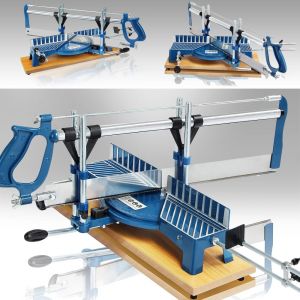 Scie &agrave;&nbsp; onglet manuelle bleue 550mm Scie &agrave;&nbsp; onglet &agrave;&nbsp; main avec Socle en bois