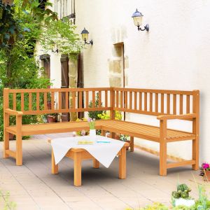 Banc d'angle Banc de jardin en bois d'eucalyptus Banquette terrasse ext&eacute;rieur
