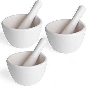 3x Mortier c&eacute;ramique - Broyeur - Bec verseur Pilon - &Eacute;craser &eacute;pice herbe Cuisine