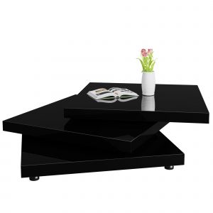 Table basse New York 76x76cm rotative - noir laqu&eacute;