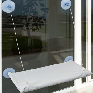 Hamac pour chat avec montage ventouses - lavable et amovible - max7,5kg