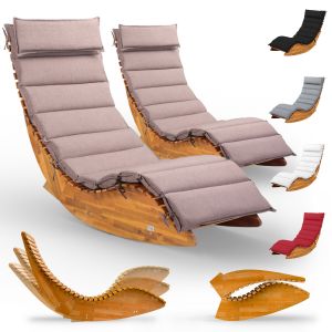 Chaise longue pour sauna Java (lot de 2) Acacia certifi&eacute; FSC&reg; avec rev&ecirc;tement Cr&egrave;me chin&eacute;e