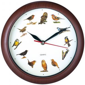 Horloge murale musicale ronde 25cm - 12 sons d'oiseaux diff&eacute;rents - Enfant