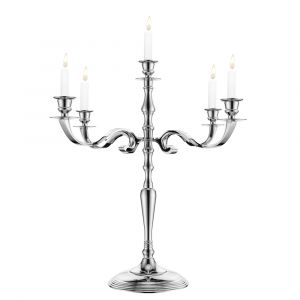 Chandelier 5 branches Bougeoir Transformable Argent 60cm Bougie Chandelle D&eacute;co