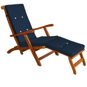 Coussin pour chaise longue 173 cm - Matelas Transat Bain de soleil BLEU