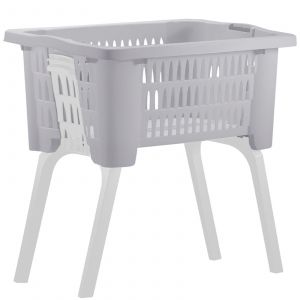 Panier &agrave; linge pliant beige avec poign&eacute;es et pieds 38L