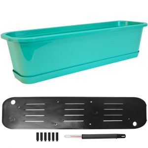 Bac &agrave;&nbsp; fleur Turquoise  - 60x18x14,5 cm - Bac R&eacute;servoir Indicateur niveau Jardin