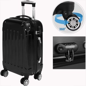Valise rigide Argent taille L - Bagage cadenas Malle Voyage Vacances Roulettes