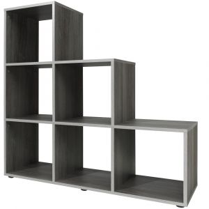 &Eacute;tag&egrave;re escalier 6 cases P82 Type 10 - ch&ecirc;ne argent&eacute;