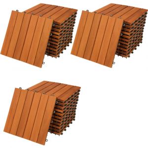 33x Caillebotis en bois pour terrasse - Dalle de 30x30cm