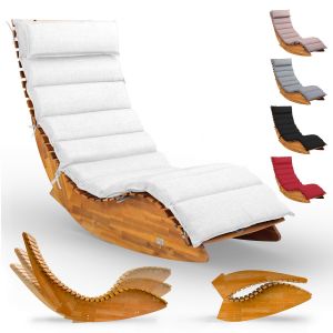 Chaise longue pour sauna Java Acacia certifié FSC® avec housse Crème
