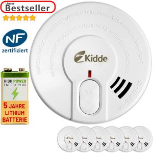 7x D&eacute;tecteurs de fum&eacute;e avec pile au lithium 5 ans Avertisseur s&eacute;curit&eacute; domicile