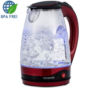 Bouilloire &eacute;lectrique 1,8 L rouge inox Sans BPA &Eacute;clairage int&eacute;rieur LED 2200 W