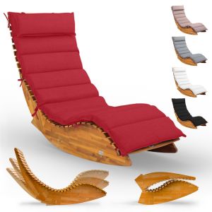 Chaise longue pour sauna Java Acacia certifi&eacute; FSC&reg; avec housse Rouge